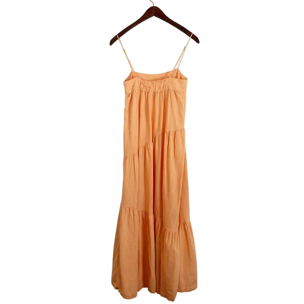 ABERCROMBIE Asymmetrical Summer Maxi Dress Light Orange XS Tall